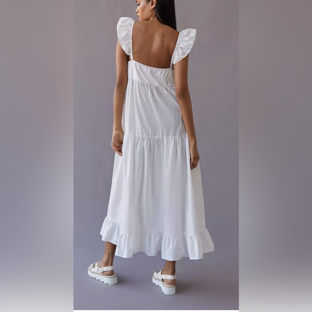 En Saison White Eyelet Tiered Pathways Midi Dress US M